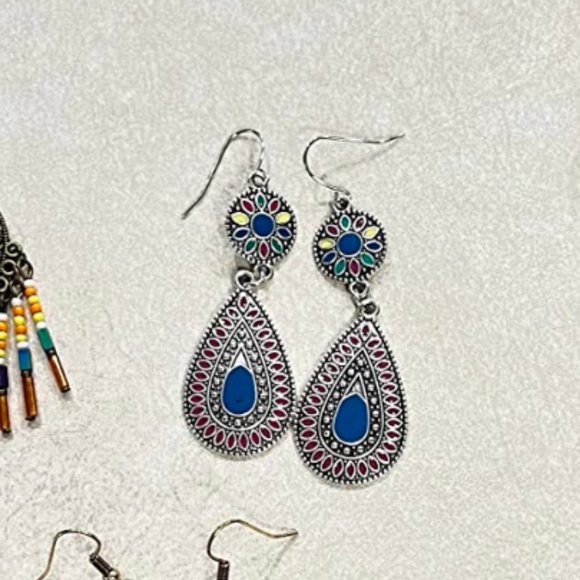 Elegant Boho Dangle Earrings Unique Teardrop Dangling Bohemian Jewelry Ladies - Picture 4 of 5